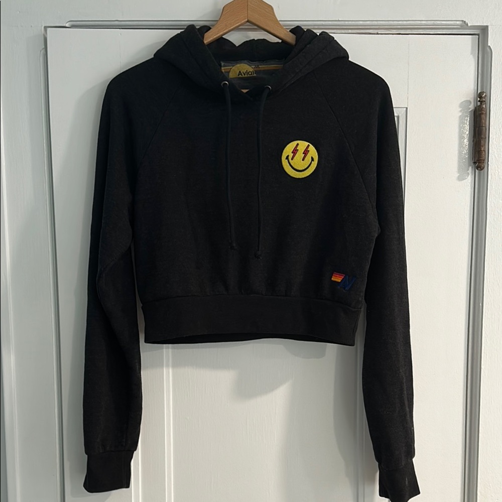 Aviator Nation Black Women's Cropped Hoodie BNWOT